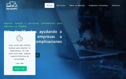 Home page of servicepc.mx, a client site credited to Laboratorio Digital