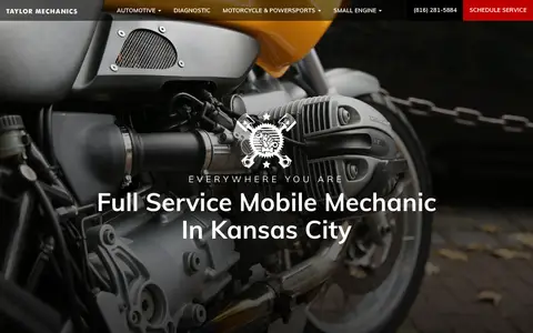 Home page of kansascitymobilemechanic.com, a client site credited to Lifted Logic