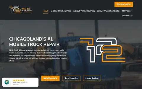 Home page of 1212truckrepair.com, a client site credited to Lift Marketing Group