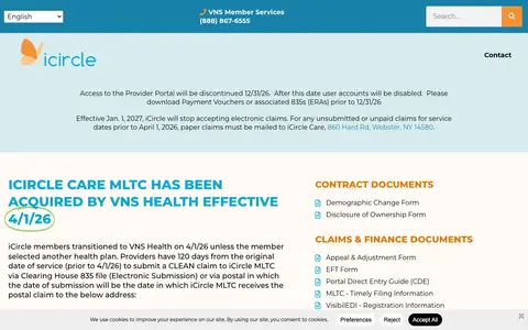 Home page of icirclecny.org, a client site credited to Linden Digital Marketing