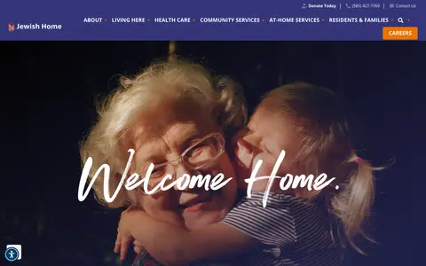 Home page of jewishhomeroc.org, a client site credited to Linden Digital Marketing