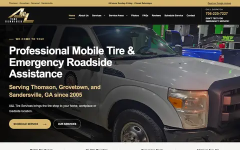 Home page of aandlroadservice.com, a client site credited to Local Internet