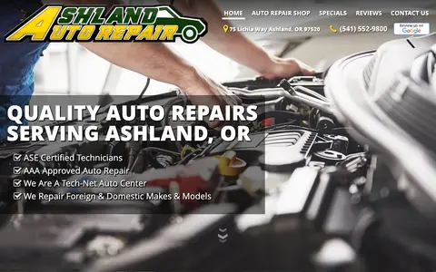 Home page of ashlandautorepairor.com, a client site credited to Local Internet