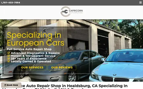 Home page of autorepairhealdsburg.com, a client site credited to Local Internet
