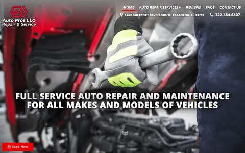 Home page of autorepairpasadenafl.com, a client site credited to Local Internet