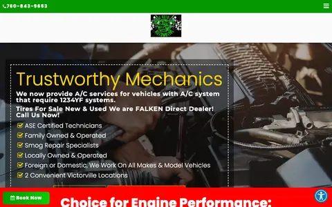 Home page of autorepairvictorville.com, a client site credited to Local Internet