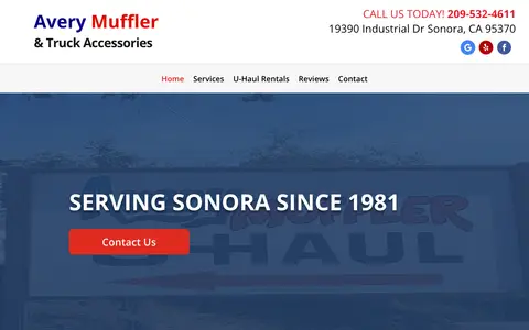 Home page of averymuffler.com, a client site credited to LocalPull