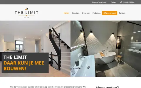 Home page of thelimitbouw.nl, a client site credited to Lowtone