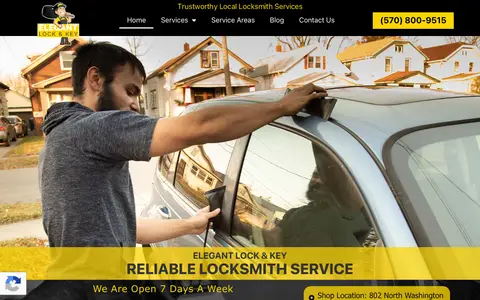 Home page of elegantlockandkey.com, a client site credited to Media Group Marketing