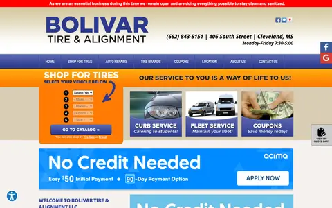 Home page of bolivartire.com, a client site credited to Net Driven