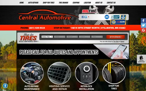 Home page of centralautomotivemn.com, a client site credited to Net Driven