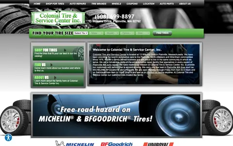 Home page of colonialtirema.com, a client site credited to Net Driven