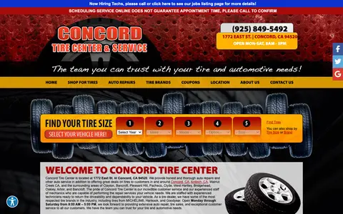 Home page of concordtirecenter.com, a client site credited to Net Driven