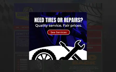 Home page of dewittstire.com, a client site credited to Net Driven