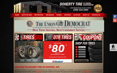 Home page of dohertytire.com, a client site credited to Net Driven