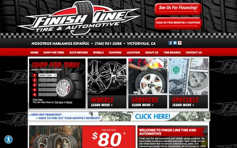 Home page of finishlinetire.com, a client site credited to Net Driven