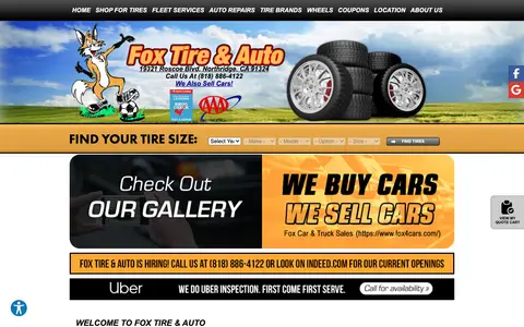 Home page of foxtireandauto.com, a client site credited to Net Driven