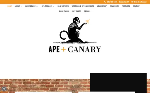 Home page of apeandcanary.com, a client site credited to NEXT! Digital Ad Agency