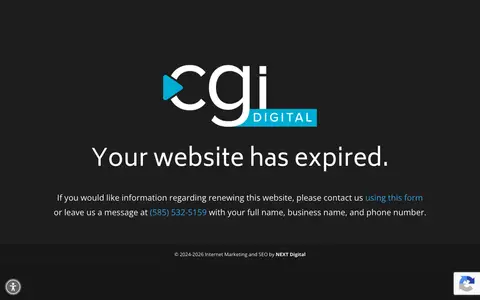 Home page of expired.cgidigital.com, a client site credited to NEXT! Digital Ad Agency
