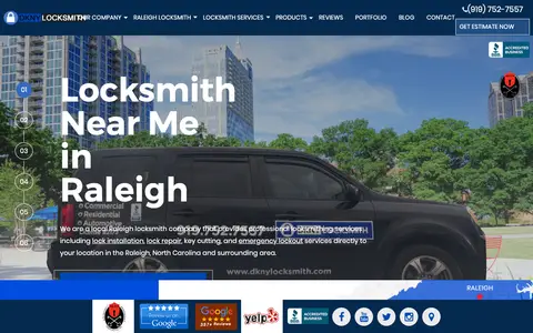 Home page of dknylocksmith.com, a client site credited to ORAIKO