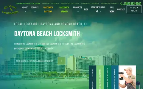 Home page of greenlocksmithservices.com, a client site credited to ORAIKO