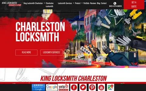 Home page of kinglocksmithcharleston.com, a client site credited to ORAIKO