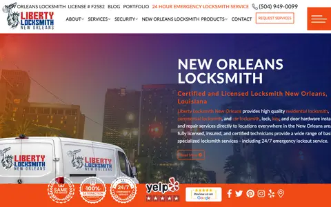 Home page of libertylocksmithneworleans.com, a client site credited to ORAIKO