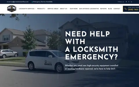 Home page of primelocksmithsa.com, a client site credited to ORAIKO