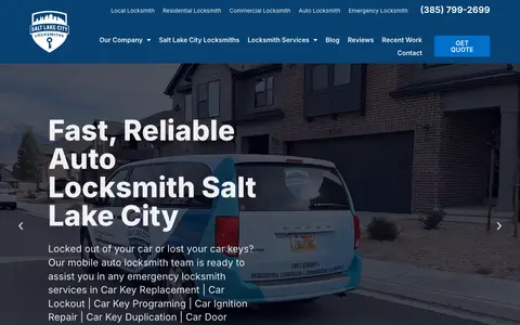 Home page of saltlakecitylocksmiths.com, a client site credited to ORAIKO