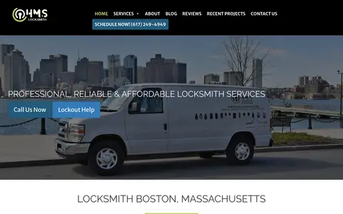 Home page of hmslocksmith.com, a client site credited to Partners In Local Search
