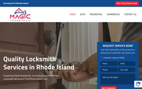 Home page of magic-locksmith.net, a client site credited to Partners In Local Search