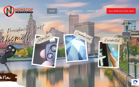 Home page of nonstoplocksmith.net, a client site credited to Partners In Local Search