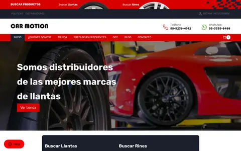 Home page of carmotion.com.mx, a client site credited to Pixelar