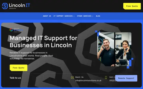 Home page of lincolnitsolutions.co.uk, a client site credited to Pixelbricks