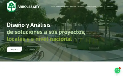 Home page of arbolesmty.com, a client site credited to Planeta Web