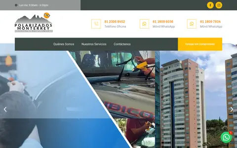 Home page of polarizadosmonterrey.com.mx, a client site credited to Planeta Web