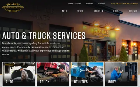 Home page of bonabros.com, a client site credited to Plaudit Design