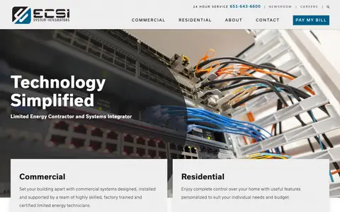 Home page of ecsillc.com, a client site credited to Plaudit Design