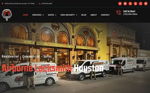 Home page of airbornelocksmiths.com, a client site credited to Pony Advertising