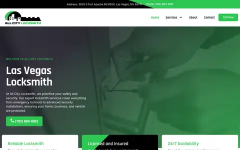 Home page of allcitylocksmith.vegas, a client site credited to Pony Advertising