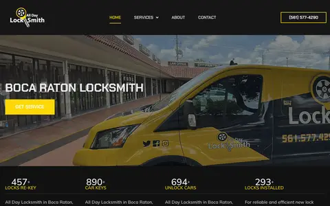 Home page of alldaylocksmith.us, a client site credited to Pony Advertising