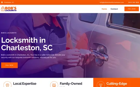 Home page of bobslocksmithcharleston.com, a client site credited to Pony Advertising