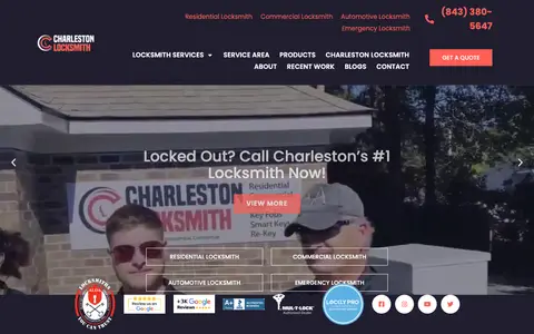 Home page of charlestonlocksmithpro.com, a client site credited to Pony Advertising
