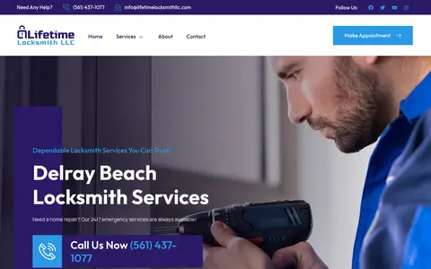 Home page of lifetimelocksmithllc.com, a client site credited to Pony Advertising