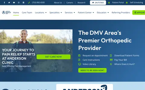 Home page of andersonclinic.com, a client site credited to Practis