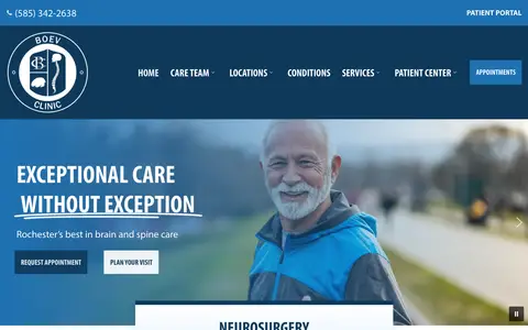 Home page of boevclinic.com, a client site credited to Practis