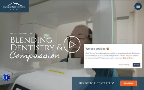 Home page of pnwdentalcenter.com, a client site credited to Progressive Dental Marketing