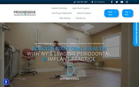 Home page of rochesterperio.com, a client site credited to Progressive Dental Marketing