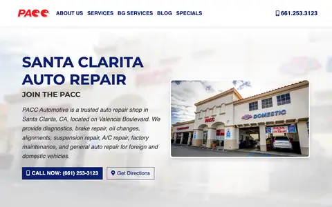 Home page of paccauto.com, a client site credited to Ready Power Market