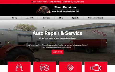 Home page of staabrepair.com, a client site credited to Ready Power Market